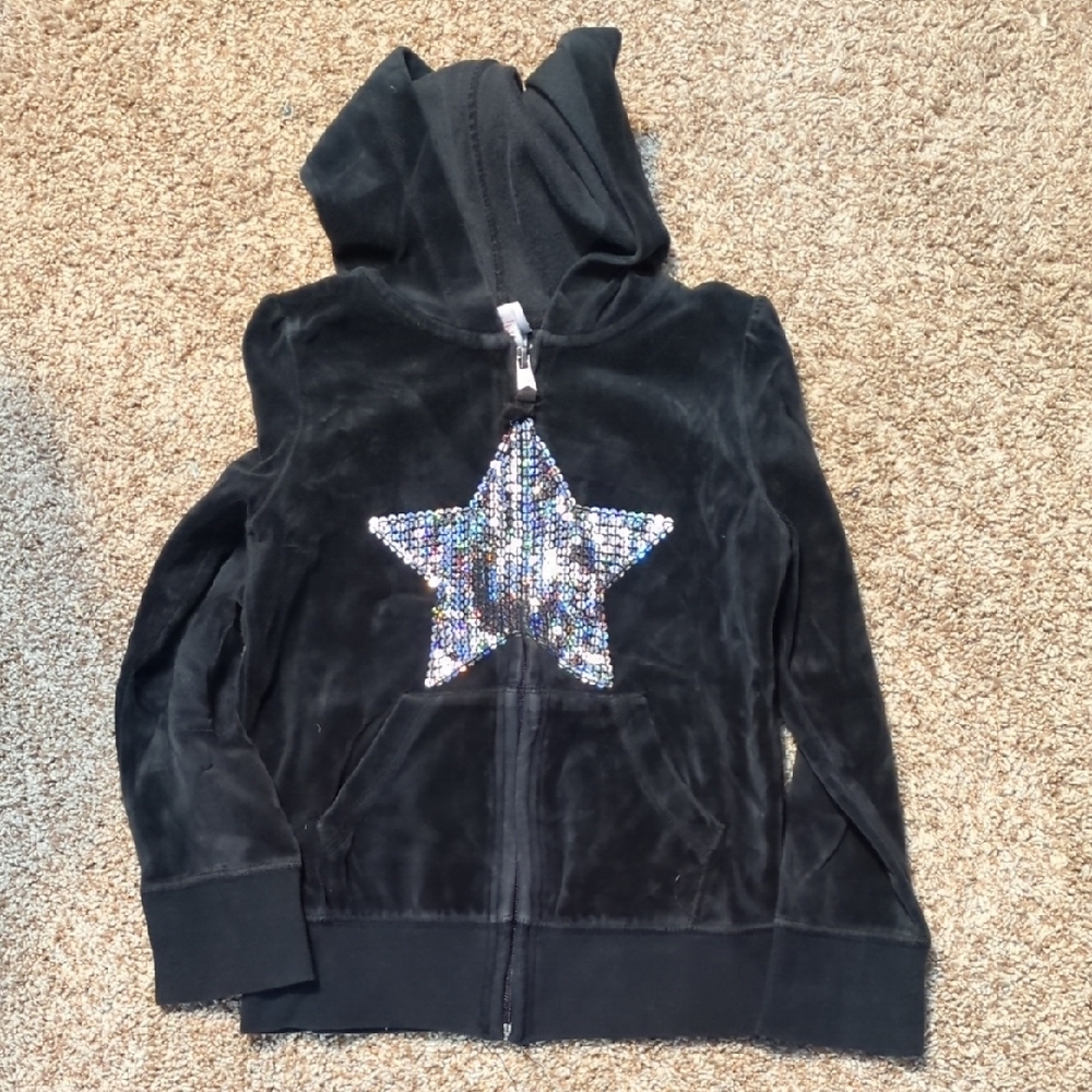 Kids Black Hoodie with Star Design